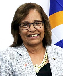 A presidente das Ilhas Marshall, Hilda Heine, enfrenta desafio sobre plano de criptomoeda nacional.